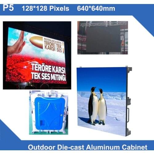 TEEHO led outdoor P5 Diecasting Cabinet rental 640mm*640mm ultra slim 1/8 scan advertising led display module cabinet billboard