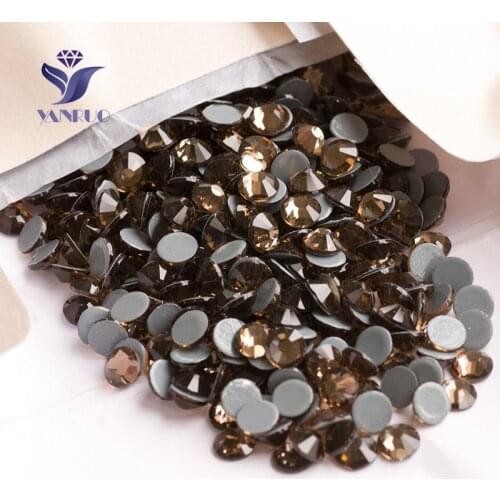 YANRUO 2058HF SS20 4.6-4.8mm Smoked Topaz Hotfix Rhinestones Applique Iron On Stones And Crystal For Garment Accessories