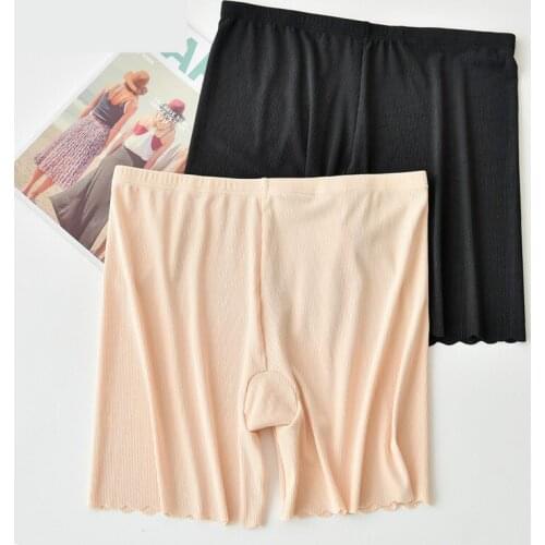 Plus Size Safety Shorts Pants Women Plus Size Elastic Shorts Solid Summer ribs Large Skinny Safety Shorts