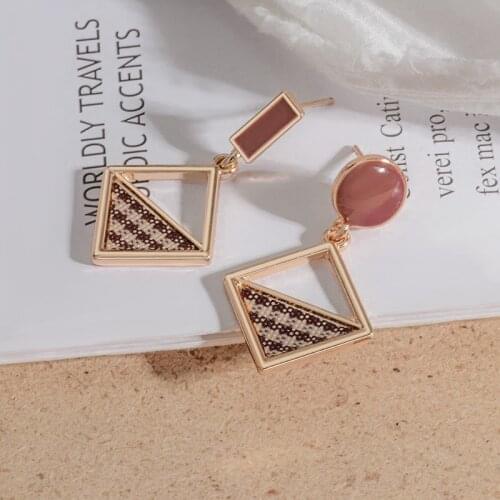 New Korean Geometric Statement Drop Earrings 2020 for Women Fashion Vintage Acrylic Brown Gold Dangle Hanging Earrings Jewelry