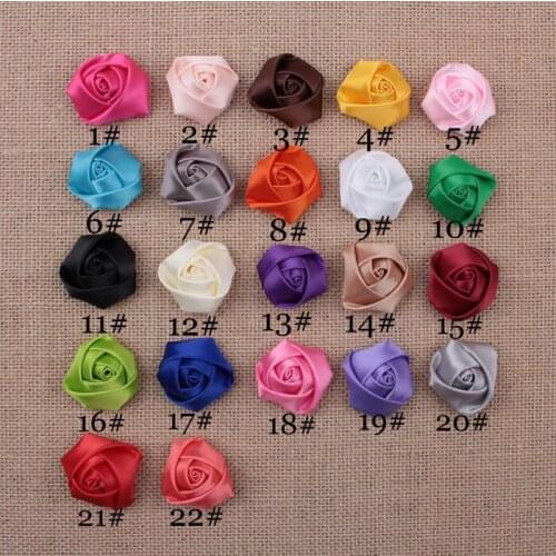 Yundfly 10pcs Flat Back Mini Ribbon Rose Flower Accessories Handmade Rolled Rosettes for Hair Clip DIY Headwear