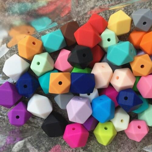 100pcs/lot silicone nursing Geometric Hexagon Beads - silicone teething Loose beads for baby chew necklace wholesale