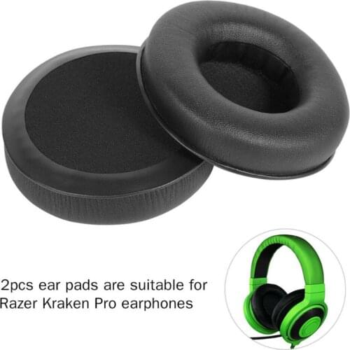 2 Pcs Replace Ear Pads Cushions Soft Leather for razer Kraken Pro Headphones