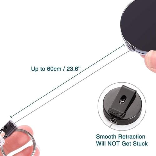 2 Pcs Retractable Badge Holder Reel, Durable Metal Retractable Keyring Key Chain