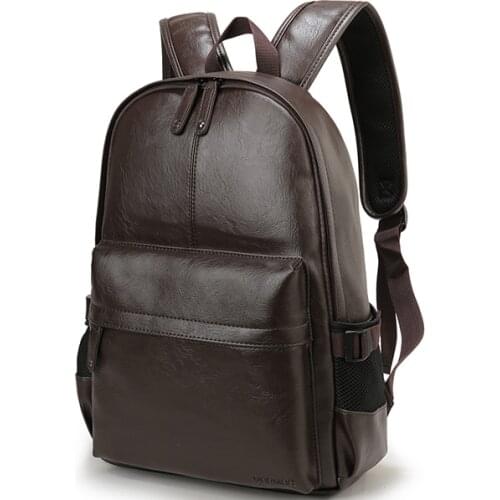 2021 Men Leather Backpacks for Teenager Men Casual Daypacks Mochila Male Brand Waterproof 14 Inch Laptop Backpack