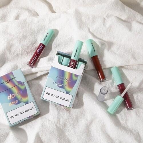 4PCs/set New Cigarette Lipstick Sets 4 Colors Velvet Matte Long-lasting Waterproof Lip Stick Sexy Red Shimmer Women Lips Gloss