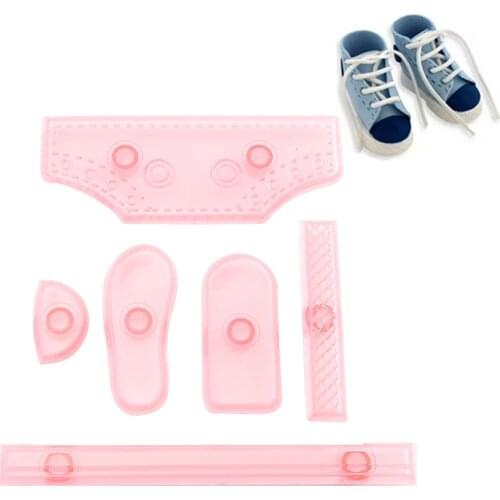 6pcs Plastic Sneaker Shoes Cake Cutter Mould Sugar Craft Fondant Baking Tool