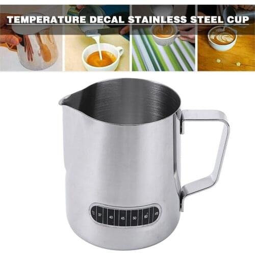 600ml Stainless Steel Coffee Pot Milk Frothing Jug With Thermometer Pull Flower Cup Drinkware Frothing Pitcher Kitchen Tool