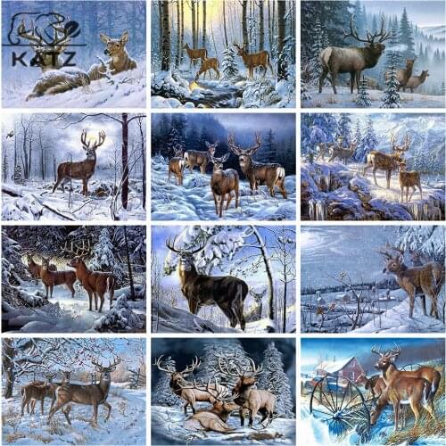 Snow Deer Diamond Painting Landscape Embroidery Crossing Diy Plant Mosaic Aesthetic Art Gift Cross Stitch Home Decoration