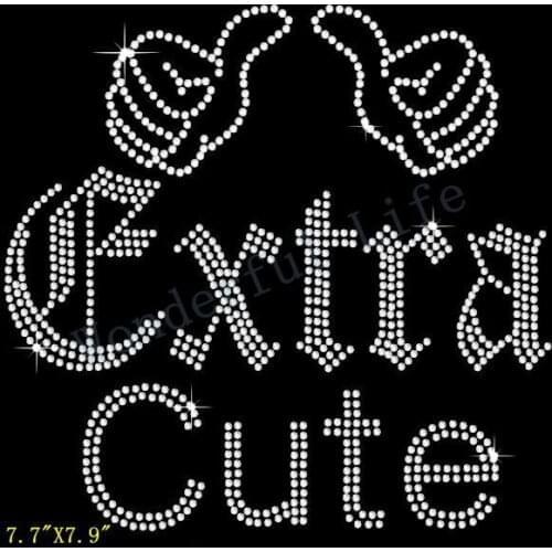 Free Shipping Self Extra Cute Funny Rhinestone Transfer Hotfix Iron-on Motif with a Free Gift