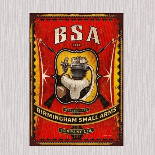 BSA Motorcycle Company Retro Vintage Tin Sign Metal Sign Metal Poster Metal Decor Metal Painting Wall Sticker Wall Sign