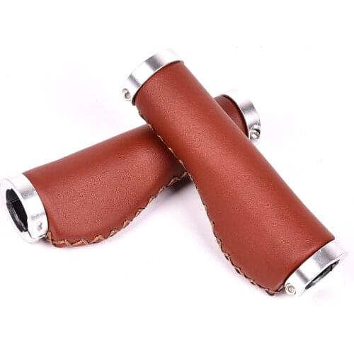 Bike Handle Cover Mountain Bike Handlebar Cover Riding PU Leather Handle Cover Straight Retro Leather Handle Bicycle Grips