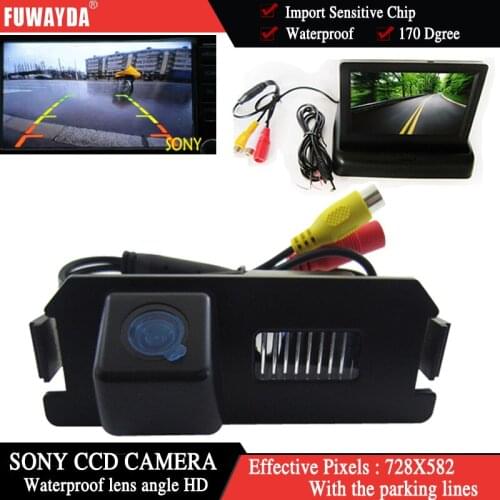 FUWAYDA Color SONY CCD Car Chip Rear View Camera for HYUNDAI I30 GENESIS COUPE Tiburon KIA SOUL + 4.3 Inch foldable LCD Monitor