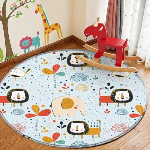 Childrens Room Living/Bedroom Decor Rug Top Selling Cartoon Lion Elephant Pattern Art Soft Childrens Flannel Anti-slip Carpet
