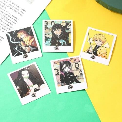 Demon Slayer 40 Pcs Photo Card Kimetsu No Yaiba Photo Photocard Wooden Clip Lanyard Character Card Collection Set Decoration