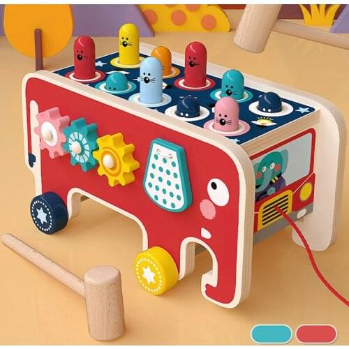 Wooden Ball Hammer Box Children Early Learning Educational Kids Baby Playing Hamster Toys Gifts Interactive Montessori Toys