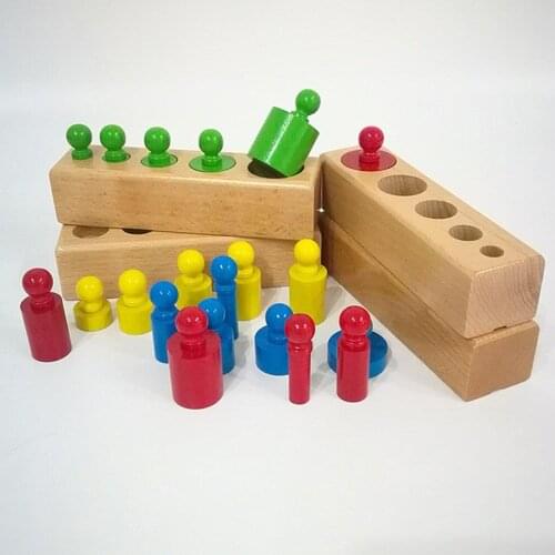 Montessori Cylinder Socket Puzzles Toy Baby Development Practice And SensesPreschool Educational Wooden Toys For Children