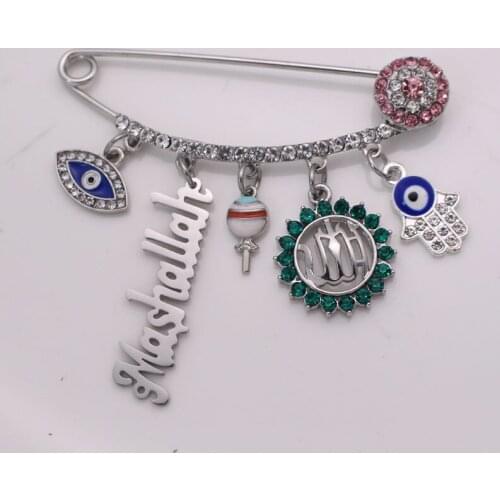 Islam Mashallah Turkish evil eye Allah hamsa hand of fatima brooch baby pin