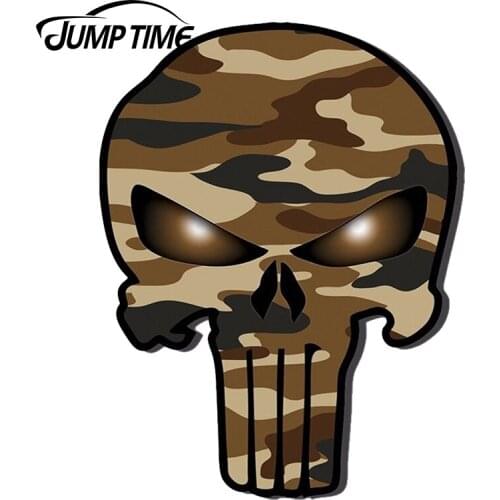 JumpTime 13cm X 9.8cm Car Stickers Punisher Camouflage Military Skull JDM Vinyl Decal Car Sticker Accessories