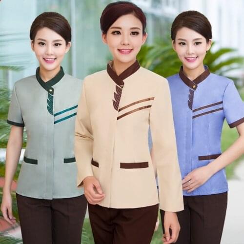 Cleaning Overalls Short-Sleeved Summer Wear Female Property Hotel Housekeeping Uniform Floor Cleaning Auntum Hotel Uniform AS374