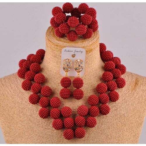Heart-shaped Wine African Jewelry Set FZZ108