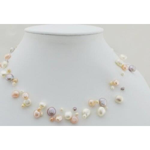 Handcraft Short Choker Necklace White Black Colorful Baroque Pearl Natural Freshwater Pearl Necklaces Femme Collier Wedding
