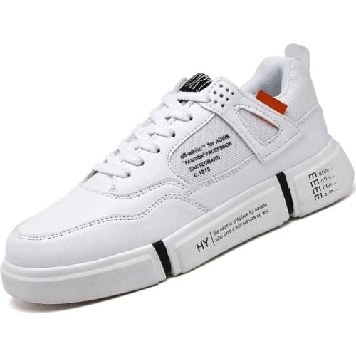 Fashion PU Leather Men Casual Shoes Sneakers Footwear Soft Rubber Male Flats Shoe White Mens Shoes