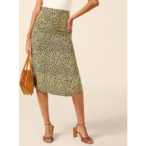 Summer Skirts Womens 2020 Vintage A Line Midi Skirt Women High Waisted Flower Woman Skirts For Women Summer Skirt