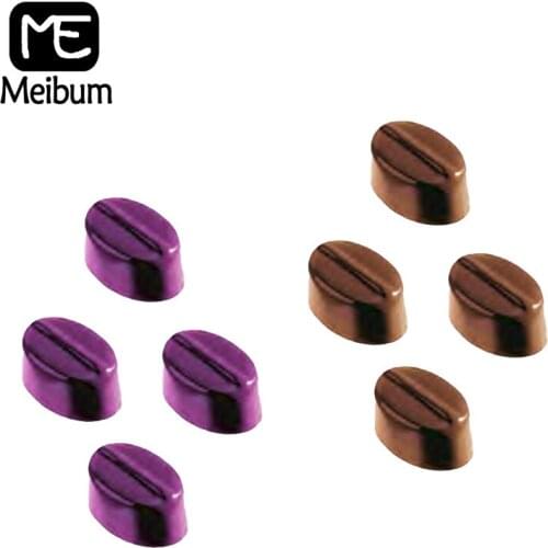 Meibum 24 Cavity Chocolate Mold Coffee beans Pattern Candy Chunk Polycarbonate Mould Cake Decoration Confectionery Baking Tray