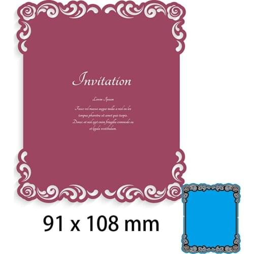 Metal Dies Lace Hollow Square Invitation Card New Stencils DIY Scrap Booking Paper Cards Craft Making Decoration 91*108mm