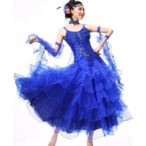 Multilayer Ballroom Dance Competition Dresses for Women Standard 10 Colors Ballroom Skirts Stage Costume Modern Dance Costume 9