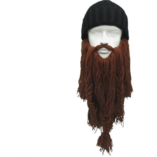 New Arrive Men Winter Knitted Caps Creative Beanies Warm Viking Beanies Beard Hats Funny Party Hat Halloween Xmas Birthday Gift