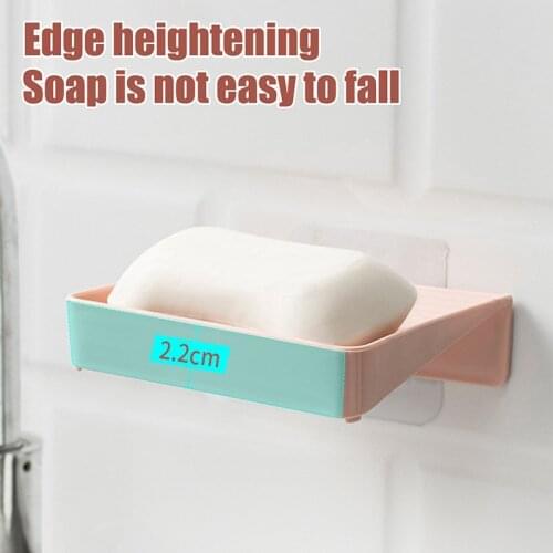Wall Mounted Soap Dish Simple Solid Color Soap Box Drain Soap Dish For Bathroom Storage Rack Holder Container Rack Soap Case
