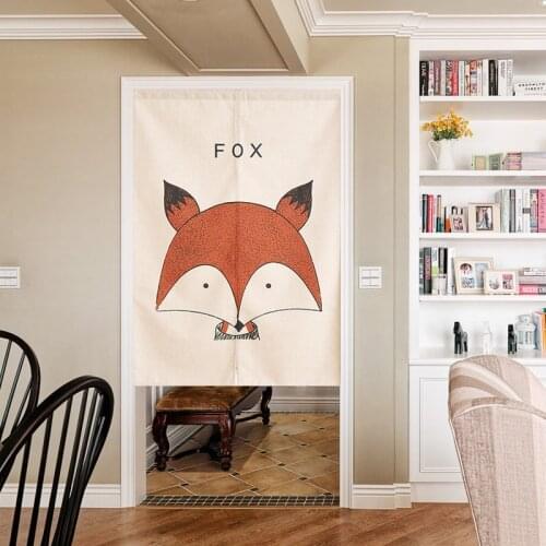 Nordic Cartoon Animals fox Linen Door Curtain Noren Kitchen Bedroom Curtains Home Entrance decoration Customizable curtain