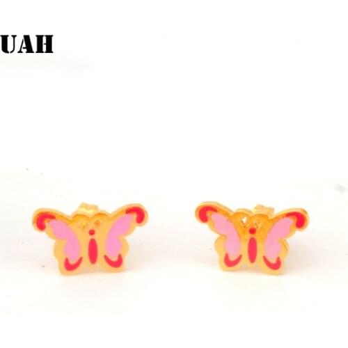 UAH New Korean Luxury Shiny Colorful Butterfly Stainless Steel Stud Earrings