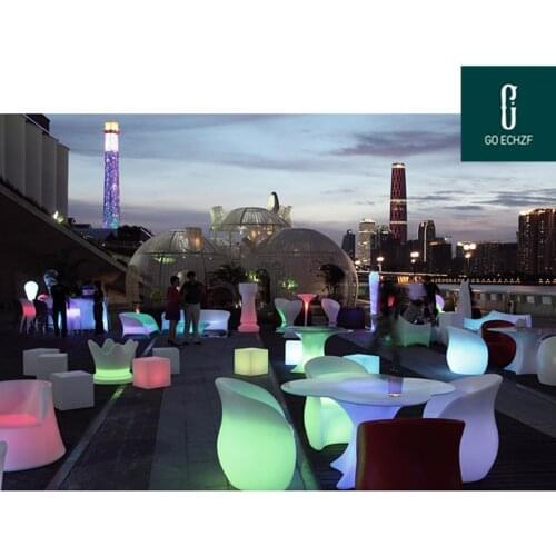 New Rechargeable LED Luminous cocktail table IP54 waterproof Round glowing led bar table Outdoor Furniture for bar kTV disco par