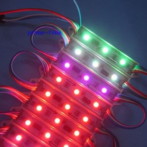 Wholesale 500pcs Addressable WS2801 pixel module;3pcs SMD 5050 RGB Full color Waterproof Lamps DC12V input SPI signal