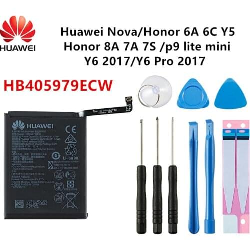 Hua Wei 100% Orginal HB405979ECW 3020mAh Battery For Huawei Nova Enjoy 6S Honor 6A 6C Y5 8A 7A 7S 2017 p9 lite mini +Tools