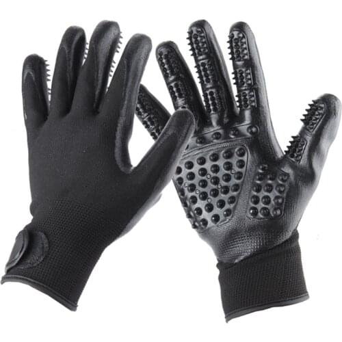 Pet Grooming Gloves Dog Cat Hair Cleaning Brush Comb Black Rubber Five Fingers Deshedding Pet Glove For Dog Cat