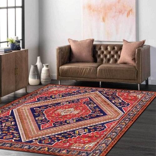 Persian Style Living Room Area Rugs Retro Bohemian Geometric Bedroom Bedside Anti-Slip Carpet Kitchen Bathroom Hallway Doormat