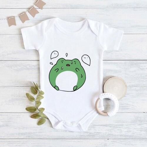 Ribbed Baby Bodysuit Cute Frog Print Baby Girl Body Clothes Summer Streetwear Ropa Recien Nacido Toddler Romper Spain Dropship