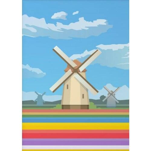 Retro Windmills, Netherlands Art print Silk poster Home Wall Decor