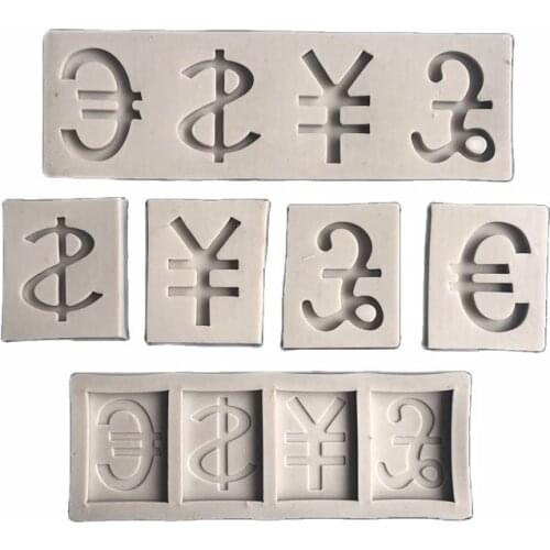 Currency symbol silicone mold chocolate fondant cake decoration handicraft resin mold clay grinder soap mold