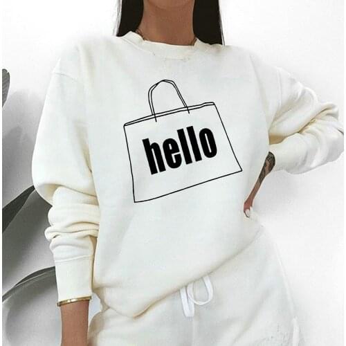 Hello Printed Sweatshirt Go Shopping Long Hoodies Women Free Shiping European American Fashion Ins Hipster Online Shop Clothing