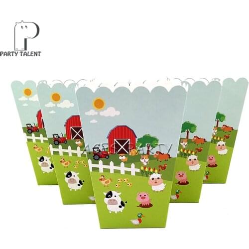 Popcorn Box for Kids Children Farm Animals Theme Birthday Party Baby Shower Party Decoration Party Supplies 24pcs/lot