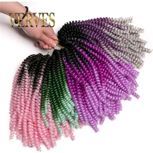 VERVES Crochet Braids Hair Extensions 8 inch,30strands/pack Synthetic Spring Twist ombre braiding hair colorful ombre brown