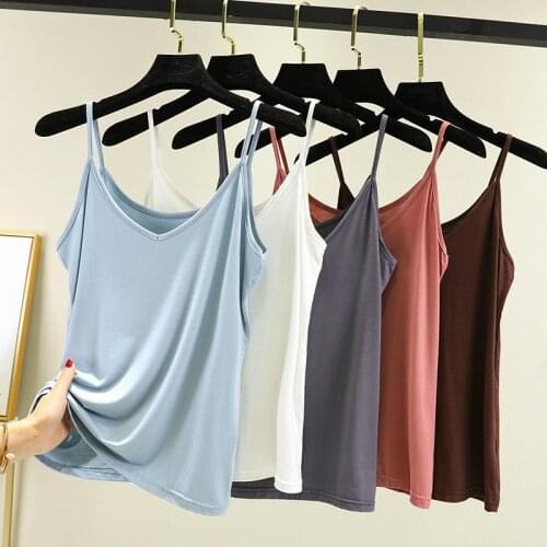 2021 Summer Women Tank Top Camisole Modal Slim Ladies Thin Vest Bralette Sleeveless T-shirt Black Undershirt Homewear Plus Size