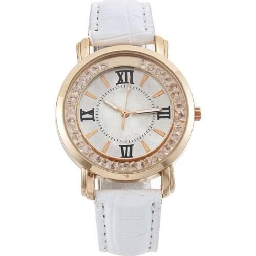 Ladies Watch Rhinestone Quicksand Fashion Women Wrist Watches Female Fashion White Student Leather Strap Quartz Clocks Orologio