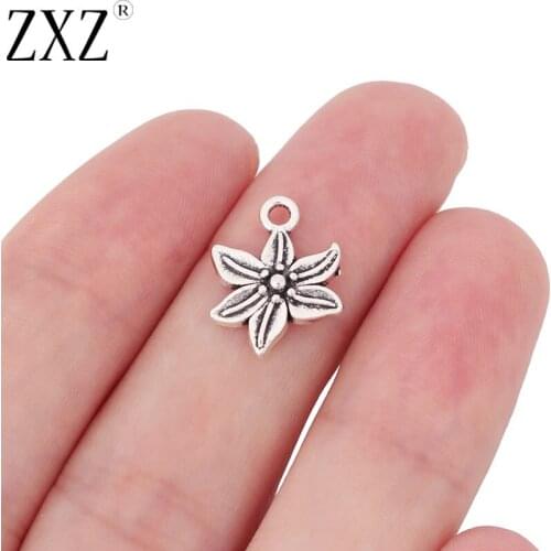 ZXZ 30pcs Tibetan Silver Flower Charms Pendants Beads for Necklace Bracelet Earring Jewelry Making Findings 16x13mm