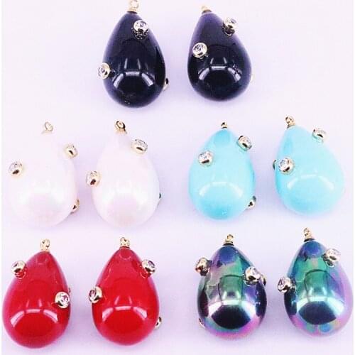 10Pcs Micro Pave CZ Mix Color Shell Water Drop Pendant Bead beautiful jewelry for womem making